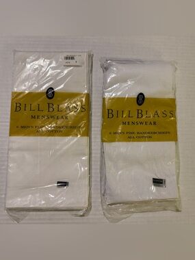 Bill Blass Mens Vintage NIP White All Cotton Menswear Fine Handkerchief  12pcs
